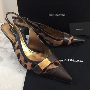 🆕 Dolce& Gabbana Logo leopard print leather pumps